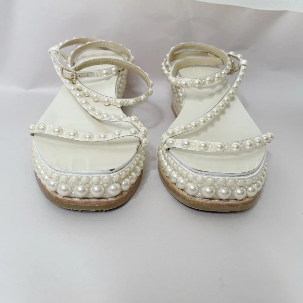 JIMMY CHOO Drive Pearl Embellished Wedge Heel Sandals